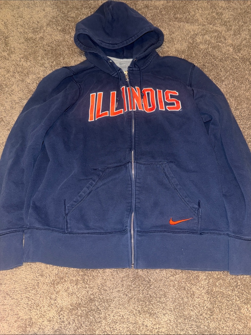 Nike Illinois navy blue zip up hoodie with orange logo